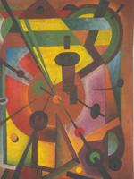 RUSSIAN AVANT GARDE PAINTING ABSTRACT COMPOSITION