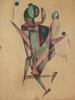 RUSSIAN AVANT GARDE MIXED MEDIA PAINTING DANCING FIGURE PIC-1