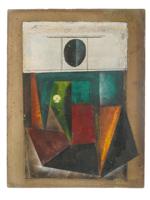 RUSSIAN AVANT GARDE OIL PAINTING CUBIST COMPOSITION