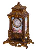 ANTIQUE 19TH C AUSTRIAN VIENNESE ENAMEL GILT CLOCK