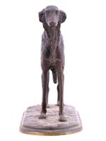 CAST BRONZE RUSSIAN HOUND ANIMAL SCULPTURE