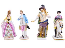 4 GERMAN PORCELAIN FIGURINES BY SITZENDORF AND KPM