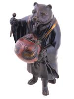 ANTIQUE JAPANESE PATINATED BRONZE TANUKI STATUE