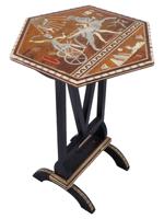 EGYPTIAN REVIVAL INLAID CARVED WOOD FOLDING TABLE