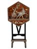 EGYPTIAN REVIVAL INLAID CARVED WOOD FOLDING TABLE PIC-1