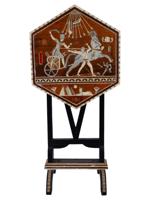 EGYPTIAN REVIVAL INLAID CARVED WOOD FOLDING TABLE