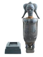 WEST AFRICAN IVORY COAST BAULE MALE FIGURINE W STAND