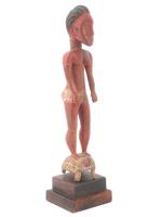 WEST AFRICAN BAULE CARVED RED WOOD FEMALE FIGURINE