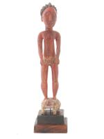 WEST AFRICAN BAULE CARVED RED WOOD FEMALE FIGURINE