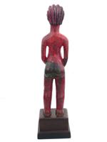 WEST AFRICAN BAULE CARVED RED WOOD FEMALE FIGURINE