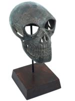 VINTAGE WEST AFRICAN BRONZE SKULL SCULPTURE