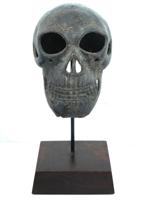 VINTAGE WEST AFRICAN BRONZE SKULL SCULPTURE