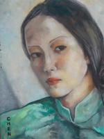 ATTR TO GEORGETTE CHEN CHINESE PORTRAIT OIL PAINTING