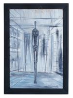 ATTR TO ALBERTO GIACOMETTI SURREAL OIL PAINTING