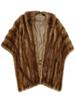 GLADYS LADIES NATURAL BROWN MINK FUR SHAWL CAPE PIC-0