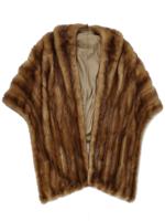 GLADYS LADIES NATURAL BROWN MINK FUR SHAWL CAPE