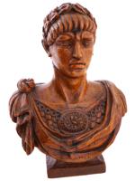 19TH C GRAND TOUR CARVED WOOD BUST OF MARCUS AURELIUS