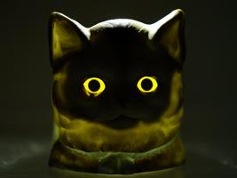 ANTIQUE GERMAN BISQUE PORCELAIN CAT HEAD LANTERN