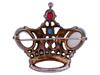 VINTAGE TRIFARI JEWELED GILT SILVER CROWN BROOCH PIC-4