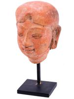 ANCIENT THAI DVARAVATI EARTHENWARE HEAD SCULPTURE