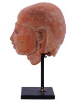 ANCIENT THAI DVARAVATI EARTHENWARE HEAD SCULPTURE