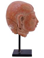 ANCIENT THAI DVARAVATI EARTHENWARE HEAD SCULPTURE