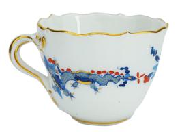 GERMAN MEISSEN PORCELAIN CUP AND SAUCER W BLUE DRAGONS