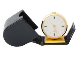 SWISS BUCHERER TRAVEL ALARM CLOCK IN LEATHER CASE