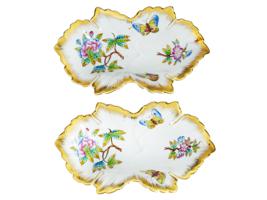 HUNGARIAN HAND PAINTED PORCELAIN DISHES BY HEREND