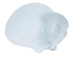 LALIQUE MANNER HEDGEHOG GLASS FIGURAL PAPERWEIGHT