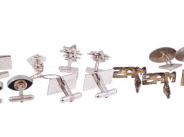 VINTAGE MENS STERLING SILVER CUFFLINKS AND TIE PINS