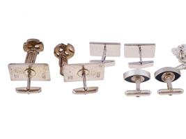 VINTAGE MENS STERLING SILVER CUFFLINKS AND TIE PINS