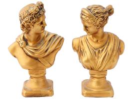 CERAMIC BUSTS APOLLO BELVEDERE AND ARTEMIS DIANA