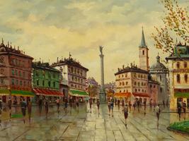 ITALIAN CITYSCAPE OIL PAINTING BY MARIA TREBBI