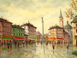 ITALIAN CITYSCAPE OIL PAINTING BY MARIA TREBBI