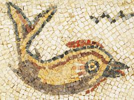 ROMAN MOSAIC WITH THE IMAGE OF A DOLPHIN