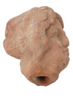 ANCIENT ROMAN TERRACOTTA FEMALE HEAD WITH ELEGANT HAIR