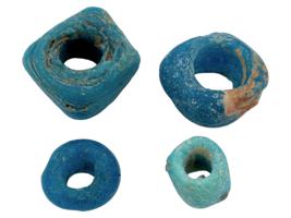 ANCIENT MULTICOLOR GLASS AND CARVED STONE BEADS