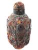 ANTIQUE CHINESE CARVED AMBER LIDDED SNUFF BOTTLE PIC-1