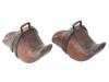 PAIR OF ANTIQUE CARVED WOOD STIRRUPS WITH IRON MOUNTS PIC-0