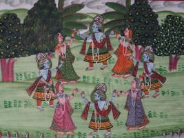 LARGE AND FINE INDIAN PICHWAI PAINTING ON FABRIC