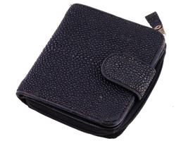 VINTAGE BLACK SHAGREEN LEATHER ZIP WALLET