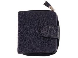 VINTAGE BLACK SHAGREEN LEATHER ZIP WALLET