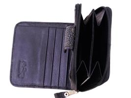 VINTAGE BLACK SHAGREEN LEATHER ZIP WALLET