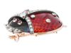 RUSSIAN GOLD ENAMEL ONYX GEMS LADYBUG BROOCH IOB PIC-2