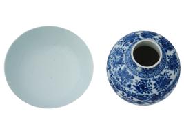 CHINESE QING BLUE AND WHITE PORCELAIN WARE MARKED