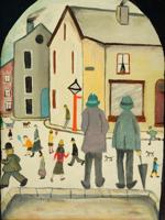 VINTAGE ENGLISH OIL PAINTING DEDICATED L S LOWRY