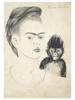 ATTR TO FRIDA KAHLO SELF PORTRAIT PENCIL PAINTING PIC-0