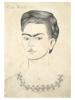 ATTR TO FRIDA KAHLO SELF PORTRAIT PENCIL PAINTING PIC-0