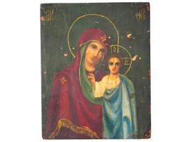 ANTIQUE RUSSIAN ICON OF THE KAZAN MOTHER OF GOD